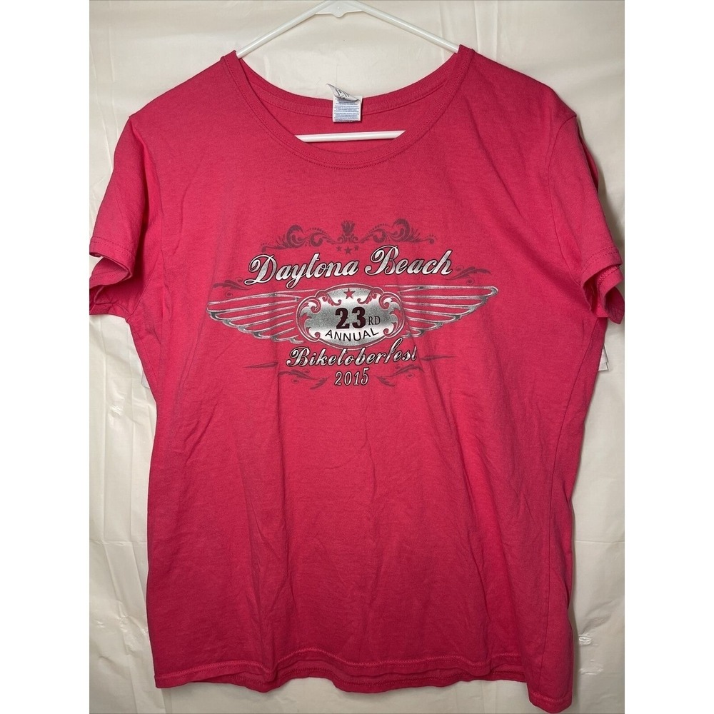 Daytona Beach Pink 23rd Annual Biketoberfest 2015 T-Shirt Womens Shirt Cotton XL